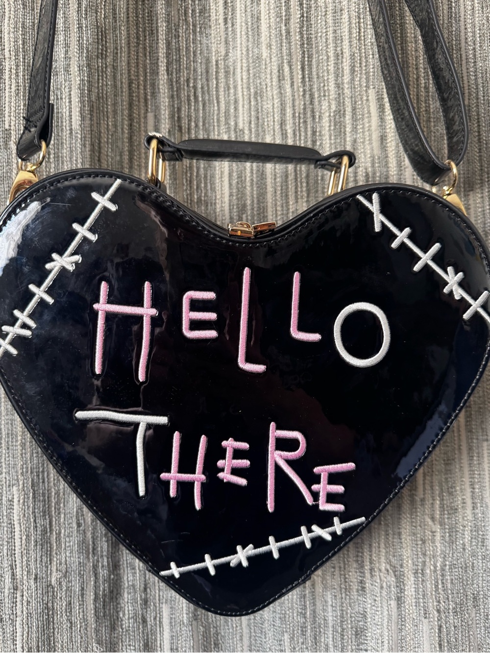 Backstitch Bruja “HELLo tHERE”  Heart-Shaped Crossbody Bag